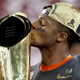 Quarterback Deshaun Watson of the Clemson Tigers celebrates with the College Football Playoff National Championship Trophy after defeating the Alabama Crimson Tide 35-31 to win the 2017 College Football Playoff National Championship Game at Raymond James Stadium on Jan. 9, 2017, in Tampa, Fla.
Streeter Lecka/Getty Images